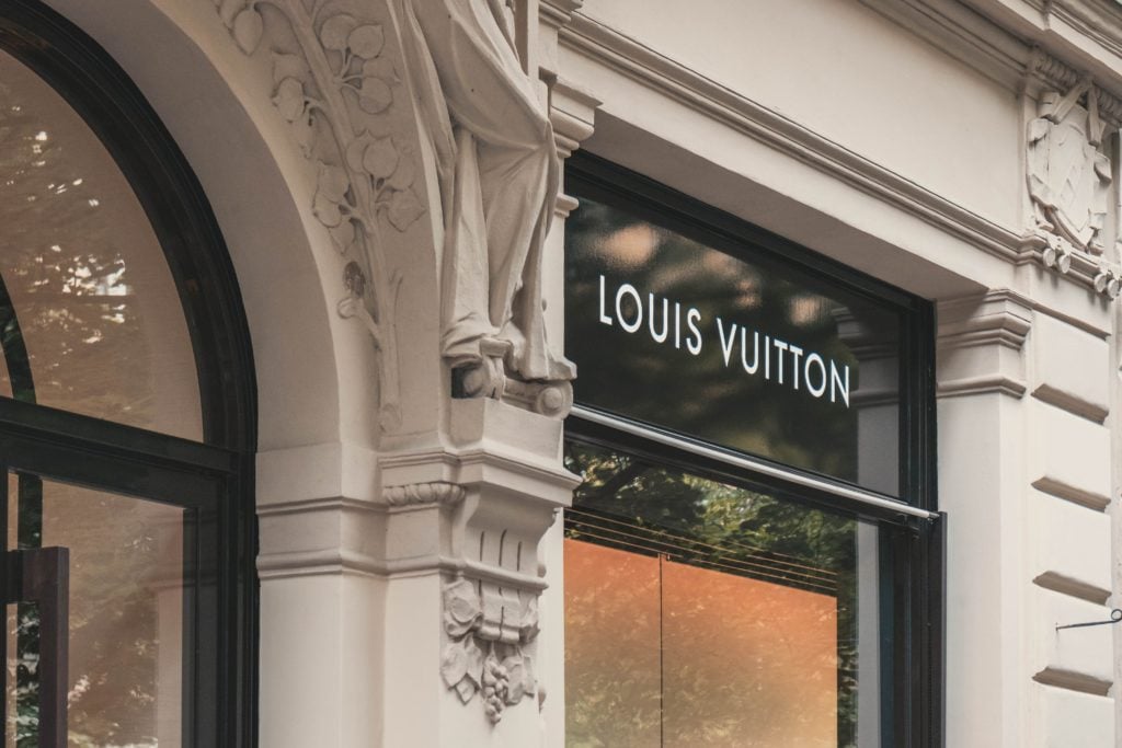 A close-up shot of a Louis Vuitton retail outlet